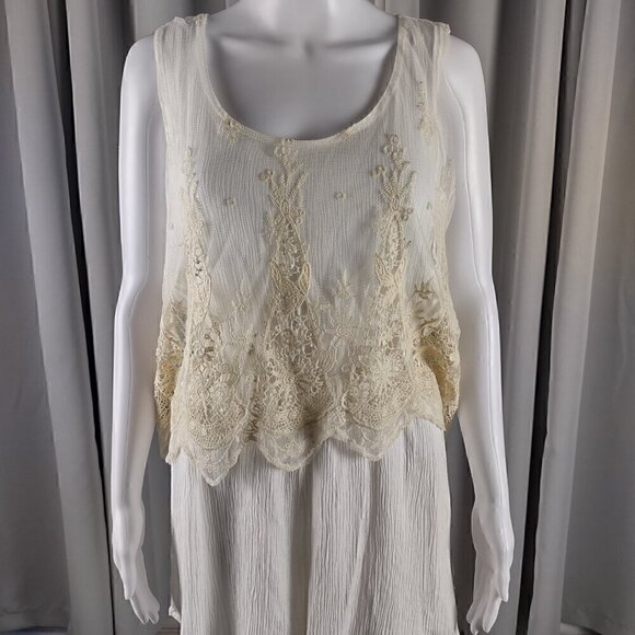 Charlotte Russe Women's Ivory Cream Hombre Color Sleeveless Lace Romper Size XL - Picture 2 of 11